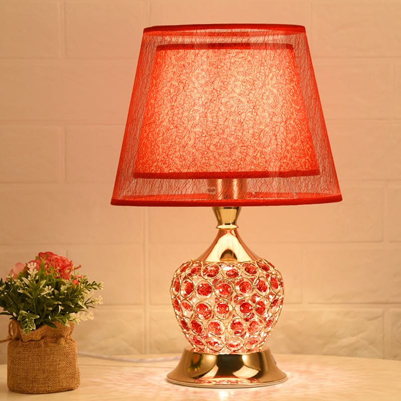 VintageGloed - Retro Urn Shaped Bedside Lamp with Double Empire Shade