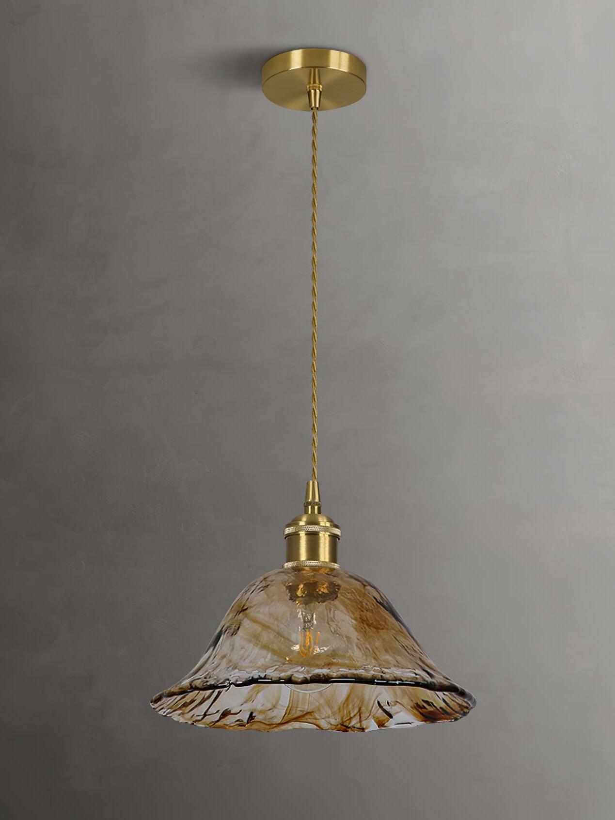 Brass Amber Glass Pendant Light