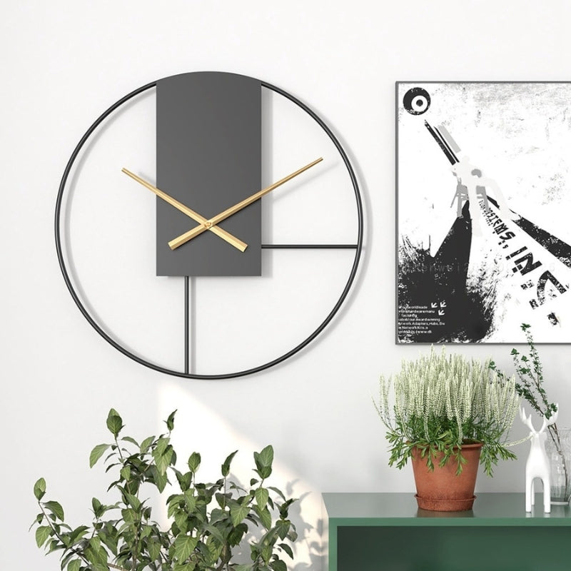 Miravique Black Minimalist Metal Large Wall Clock