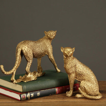 Golden Leopard Figurines