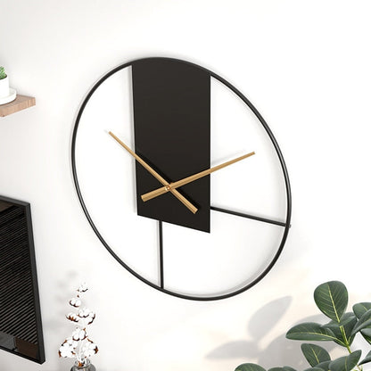 Miravique Black Minimalist Metal Large Wall Clock