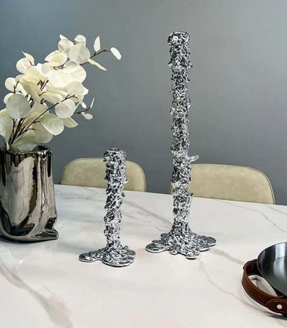 Silver Drip Resin Candlestick Holder – Elegant Candle Holder