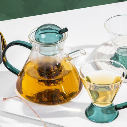 Green Retro Teapot Set with Glass Strainer