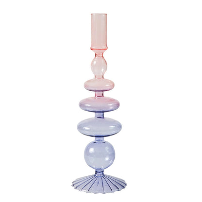 Lilac Purple Glass Taper Candle Holder & Vases