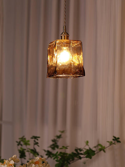 Brass Amber Glass Pendant Light lamp