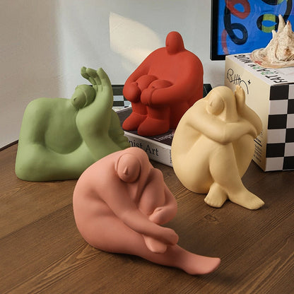 Ceramic Abstract Figurines with Large Hand