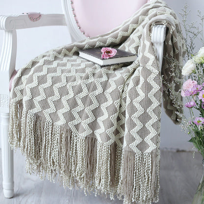 Zig Zag Fringe Chenille Blanket