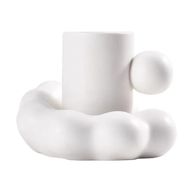 Abstract Ceramic Cloud Mug with Saucer