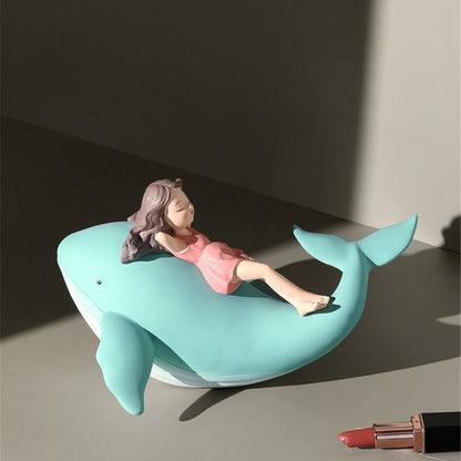 Girl on Whale Figurine