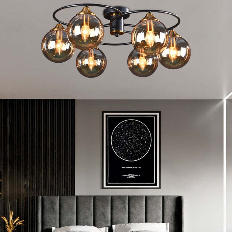 ValentinaLuxe - Vintage round smoked glass chandelier