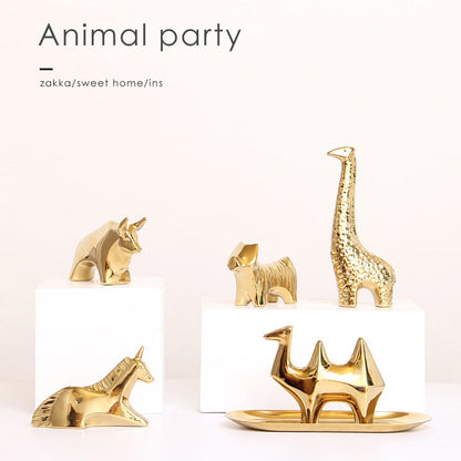 Golden Ceramic abstract Animal Figurines