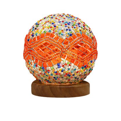 GloedNest - Dimmable Boho Baroque LED Spherical Glass Table Lamp with Mosaic Lighting 3.9"