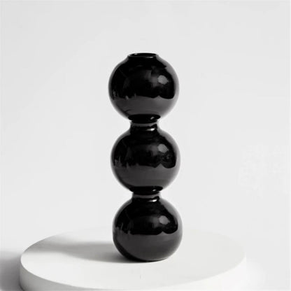 Miravique Black Glass Taper Candle Holder & Vases