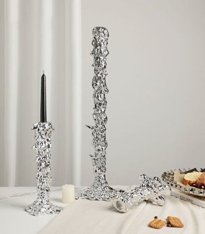 Silver Drip Resin Candlestick Holder – Elegant Candle Holder