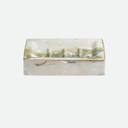 Jenna Ceramic & Gold Trim Soap Holder Tray