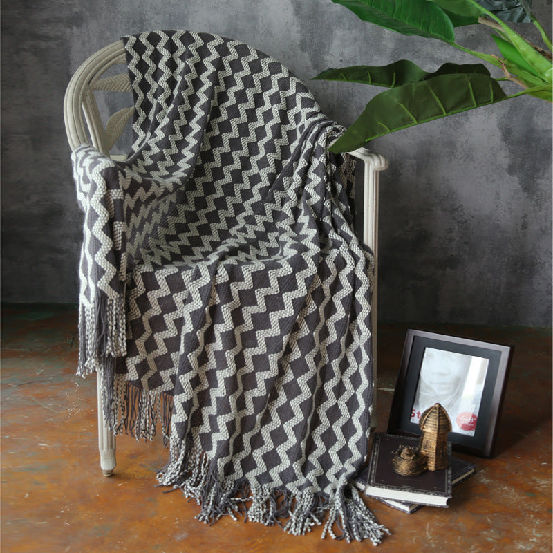 Zig Zag Fringe Chenille Blanket