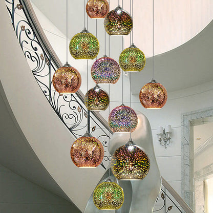 Modern Creative 3D Colorful Fireworks Glass 1-Light Dome Pendant Light lamp