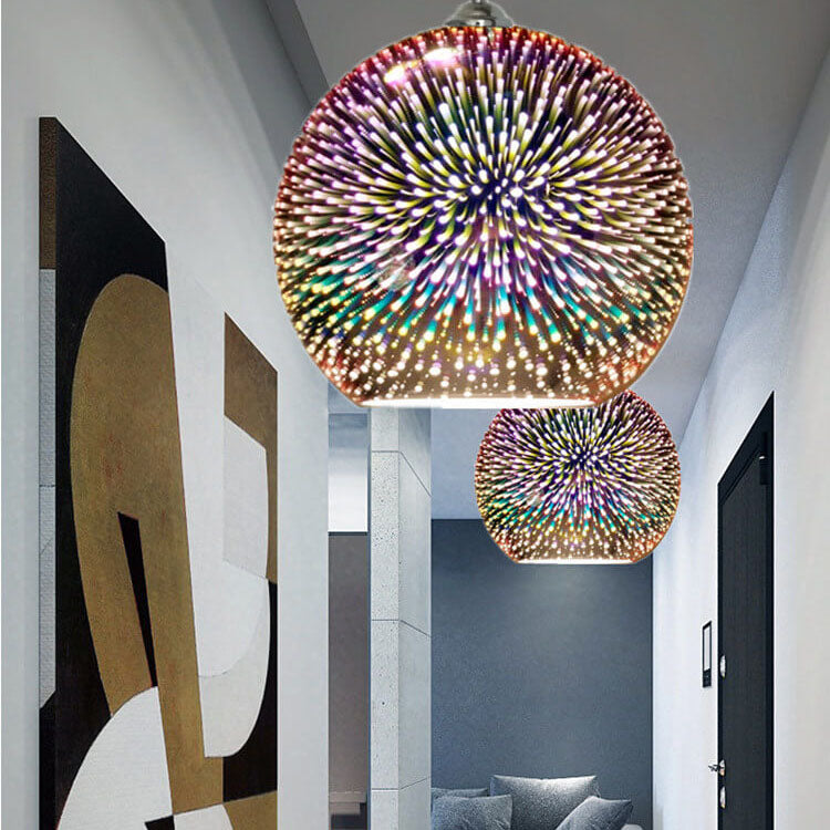 Modern Creative 3D Colorful Fireworks Glass 1-Light Dome Pendant Light lamp