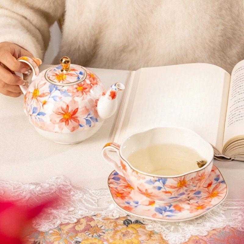 Floral Buttercup Porcelain Tea for One Set with Saucer