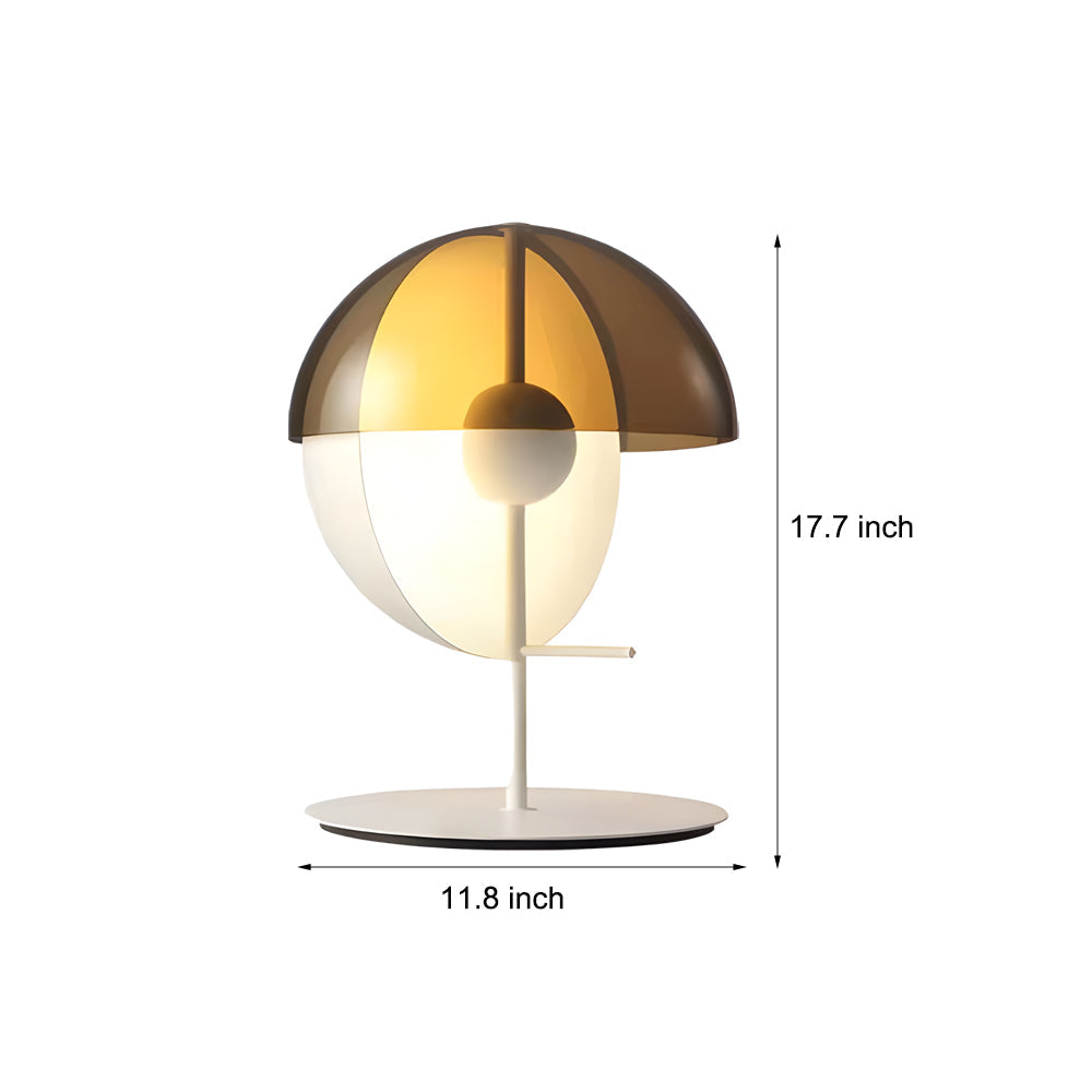 Theia - Table Lamp with Vertical Half-Sphere and Horizontal Smoked Screen