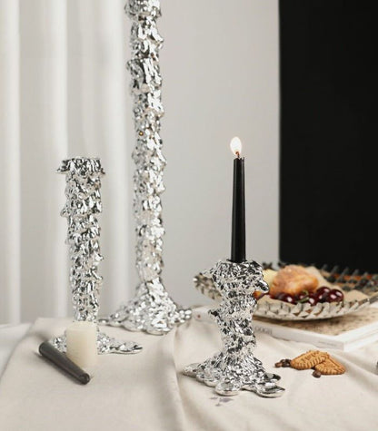 Silver Drip Resin Candlestick Holder – Elegant Candle Holder