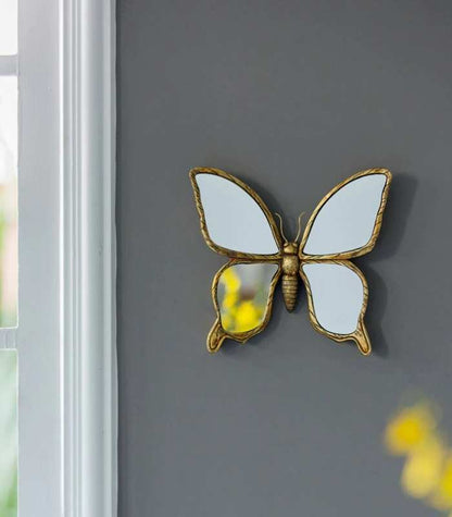 Miravique Retro Gold Frame Wall Mirror Art with Butterfly and Dragonfly Designs