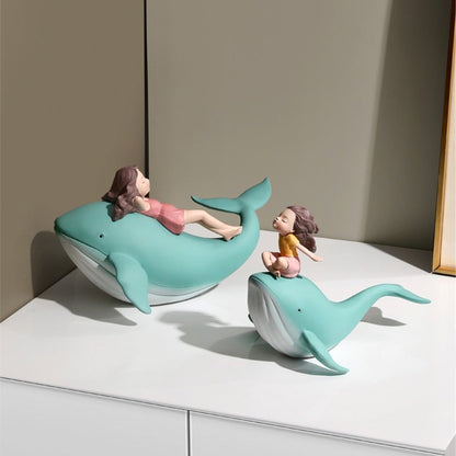 Girl on Whale Figurine