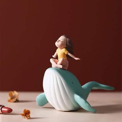 Girl on Whale Figurine