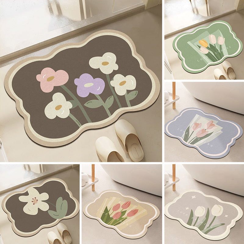 Super Absorbent Flower Non-Slip Mat for Bathroom