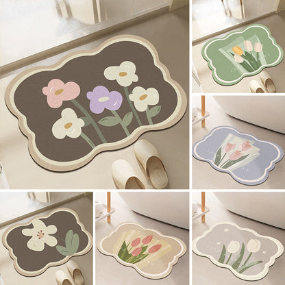 Super Absorbent Flower Non-Slip Mat for Bathroom