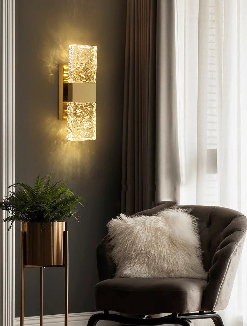 Miravique - Textured Glass Crystal Wall Sconce