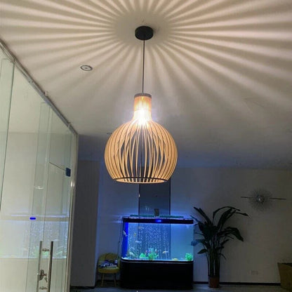 Nordic Wooden Cage Pendant Light Chandelier