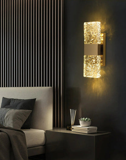 Miravique - Textured Glass Crystal Wall Sconce