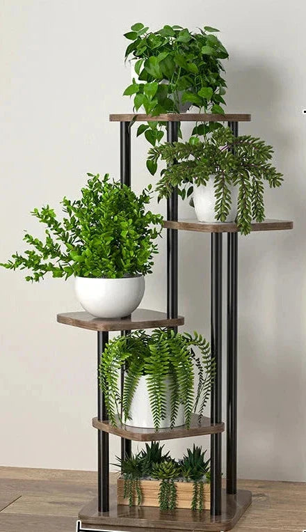 Elegant Wooden Plant Stand - Multi-Tier Indoor Flower Rack