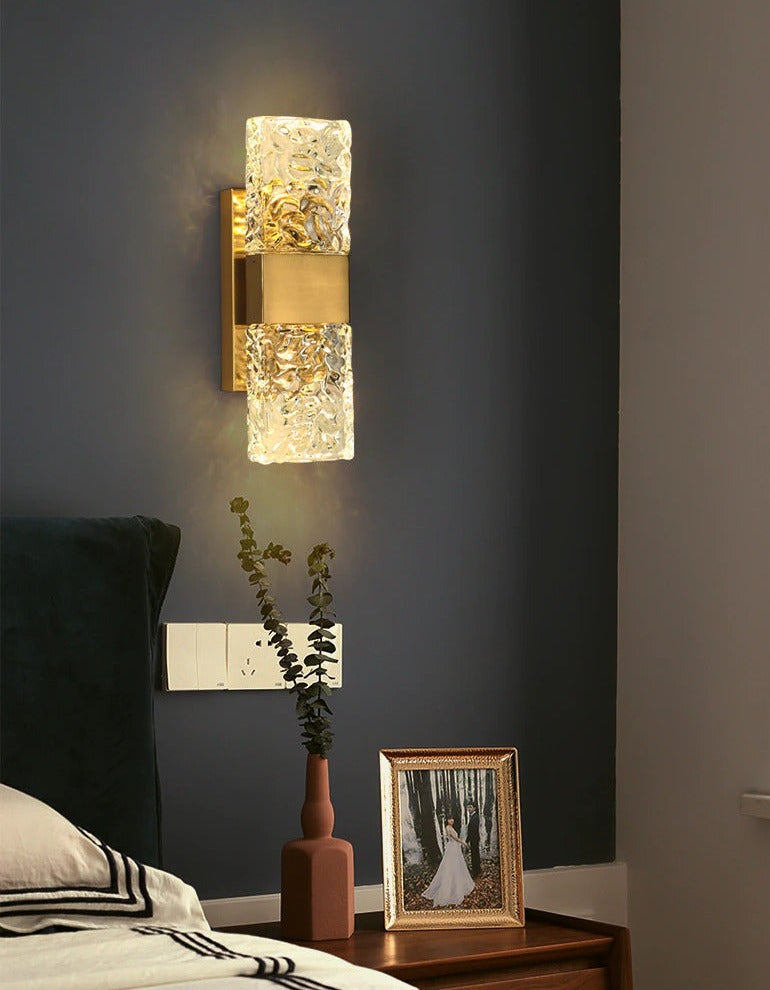 Miravique - Textured Glass Crystal Wall Sconce