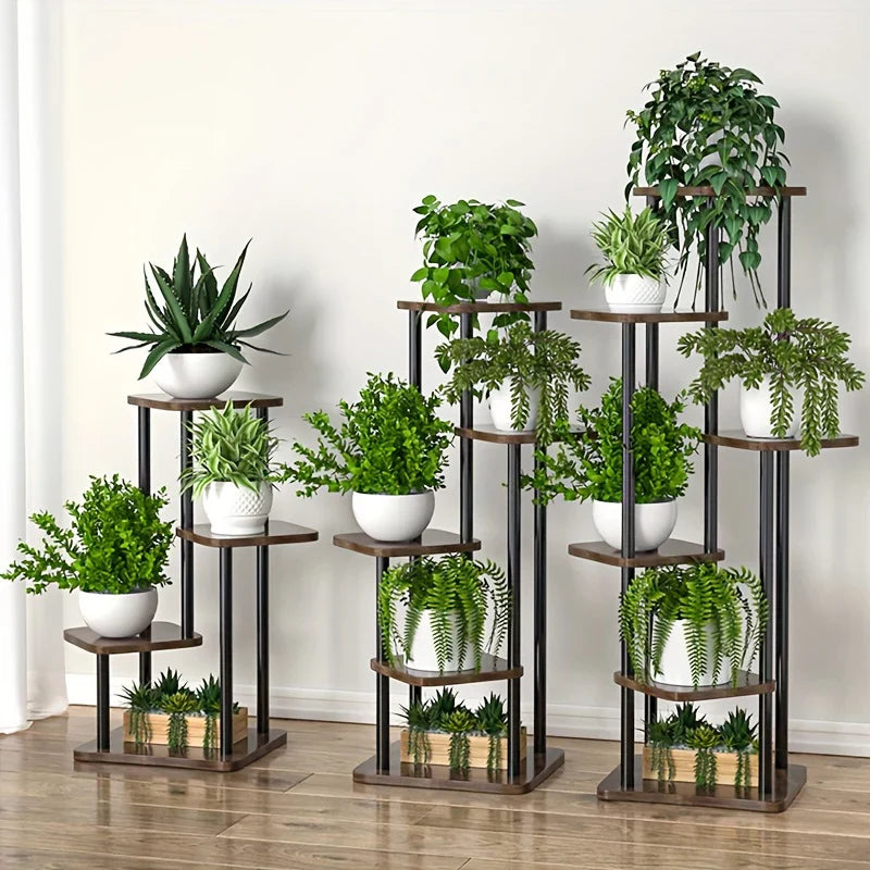 Elegant Wooden Plant Stand - Multi-Tier Indoor Flower Rack