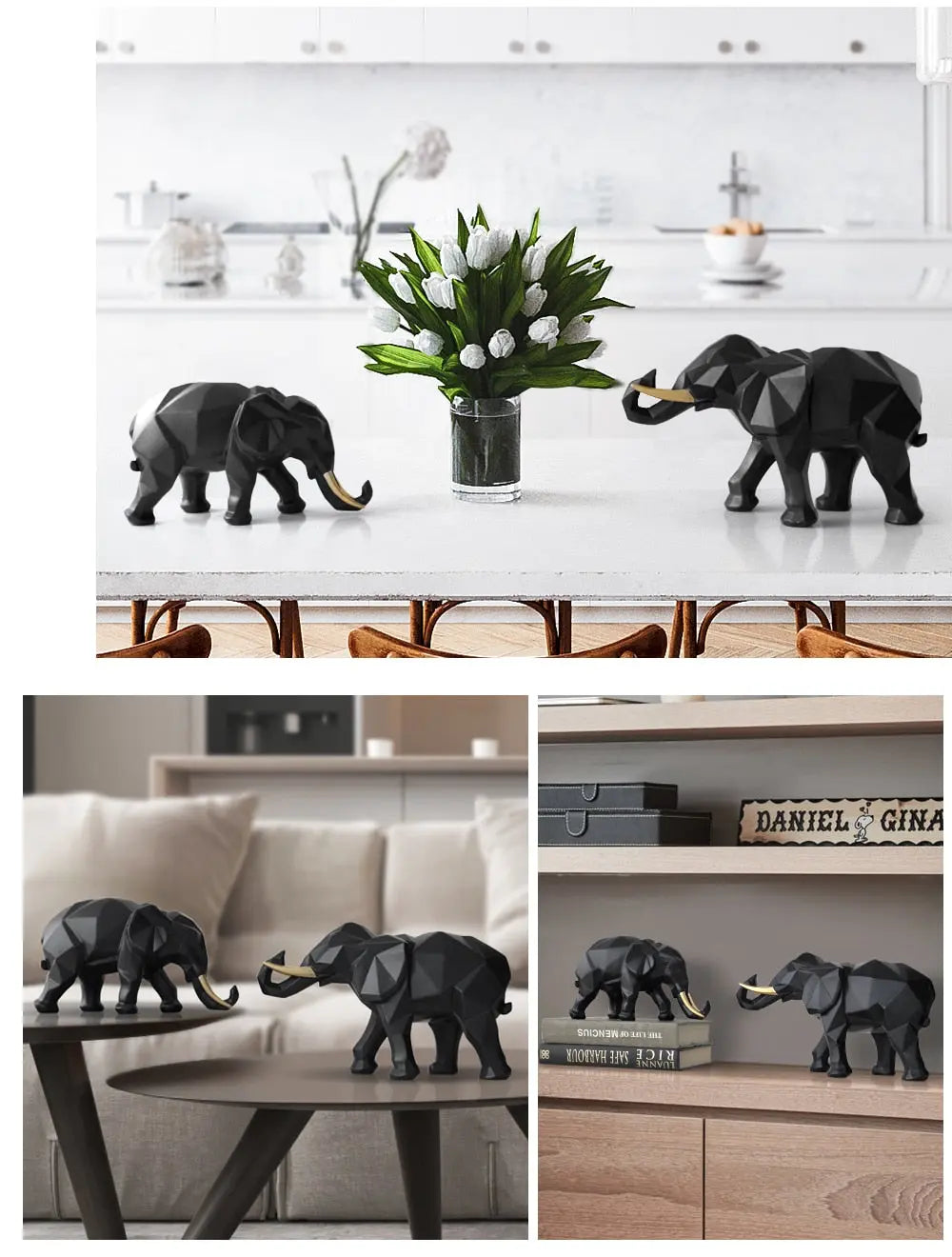 Abstract Elephant Figurine Set