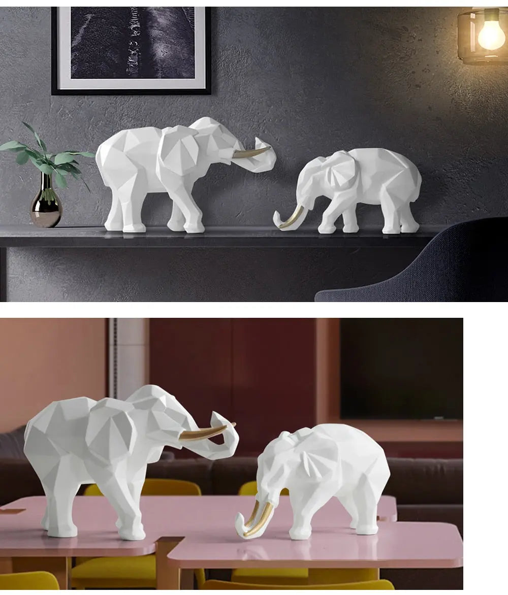 Abstract Elephant Figurine Set