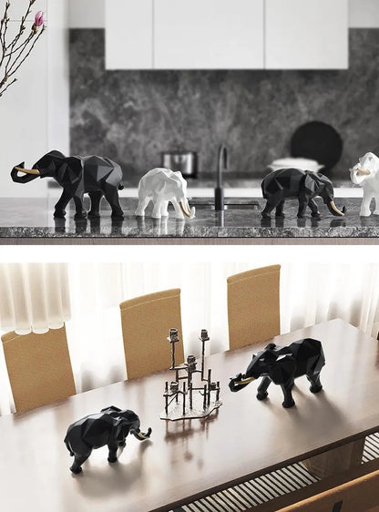 Abstract Elephant Figurine Set