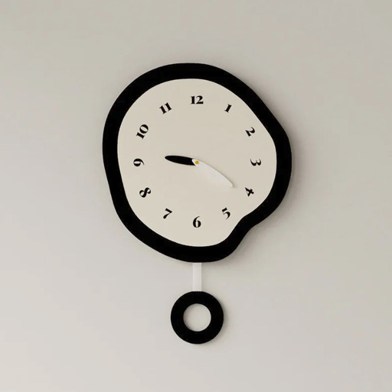 Abstract Distorted Silent Wall Clock - Modern Minimalist Pendulum Design