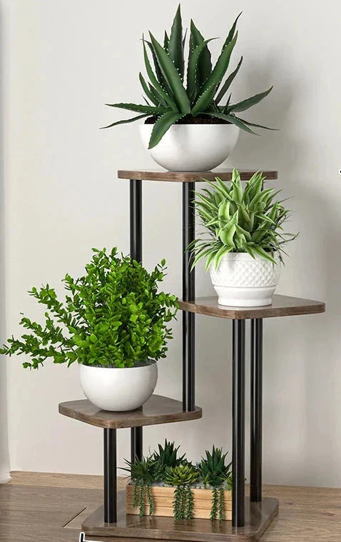 Elegant Wooden Plant Stand - Multi-Tier Indoor Flower Rack