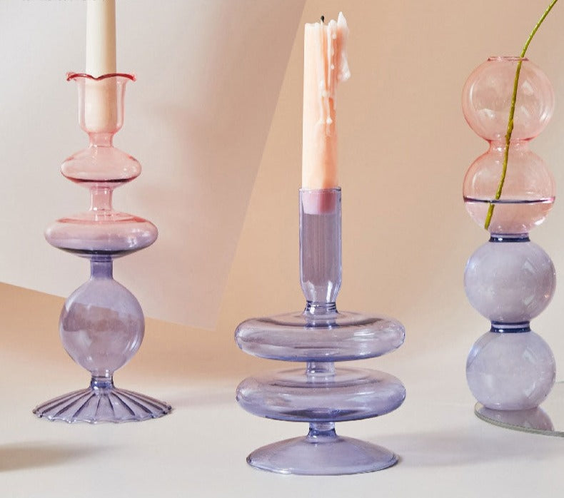 Aesthetic Lilac Wavy Candle Holders