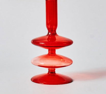 Aesthetic Colorful Red Glass Taper Candle Holders