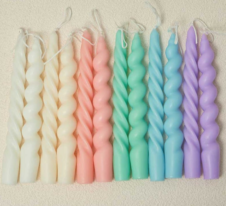 Aesthetic Scented Pastel Spiral Taper Candles Set 2