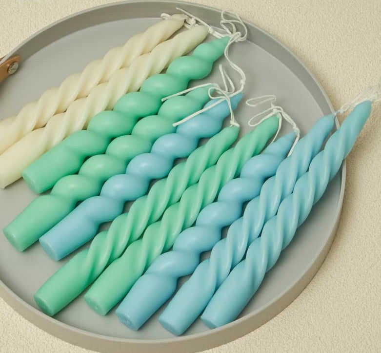 Aesthetic Scented Pastel Spiral Taper Candles Set 2