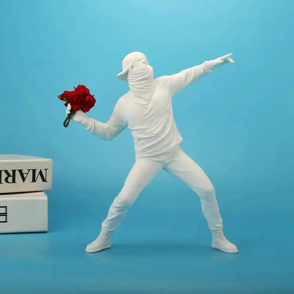 Banksy Flower Thrower Statue