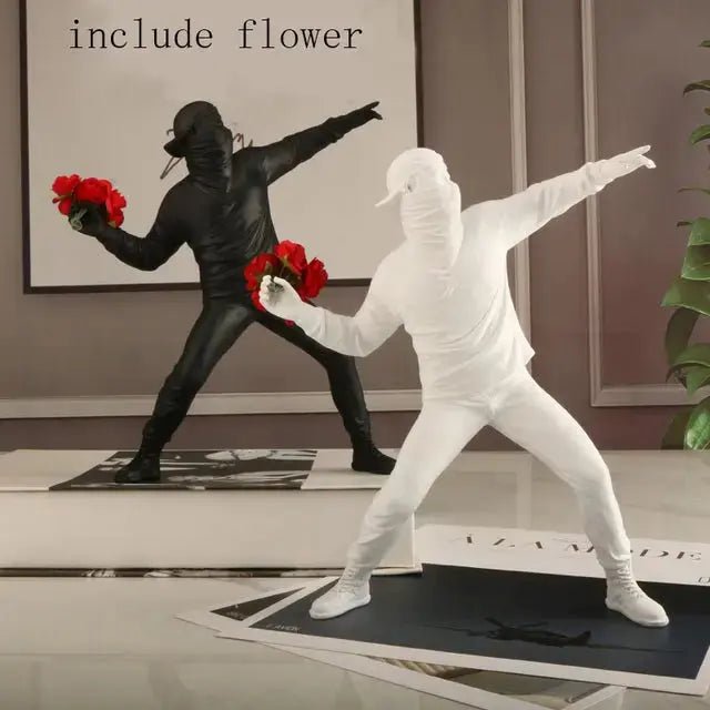 Banksy Flower Thrower Statue