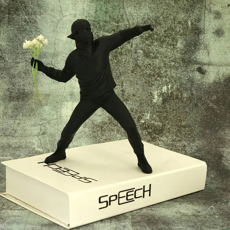 Banksy Flower Thrower Statue