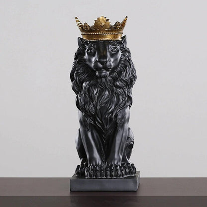 Golden Crowned Lion Sculpture