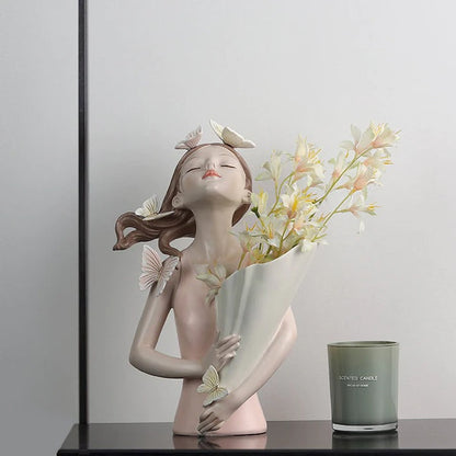 Butterfly Forest Girl Figurine Vase